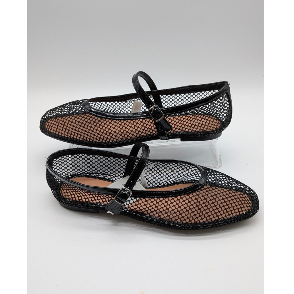 A New Day Mary Jane Flats Womens Size 7.5 Black Mesh Memory Foam NWT